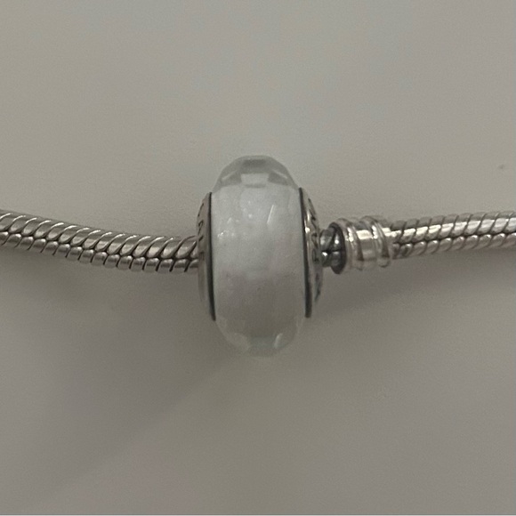 Pandora White Faceted Fascinating Glass Bead Charm - Picture 5 of 8
